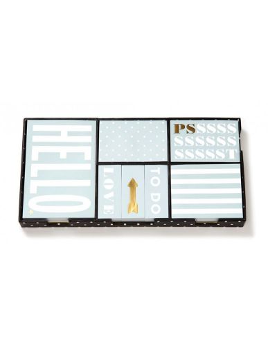 NEW - Kate Spade - Sticky Note Set - &#034;This Just In&#034; - Gold Foil Accent
