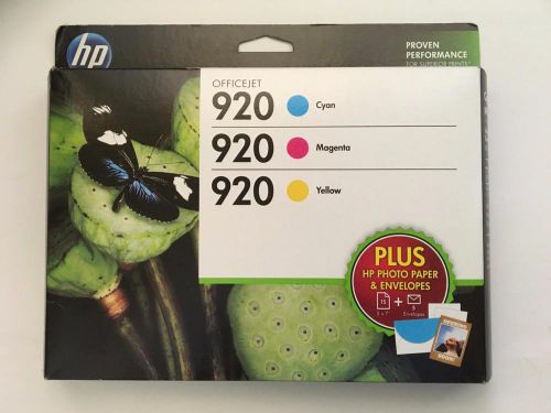 HP 920 Cyan, Magenta &amp; Yellow Original Ink Cartridges, 3 pack+ hp photo paper