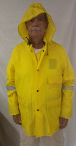 Nasco illinois power rain jacket  with hood bright yellow size large for sale