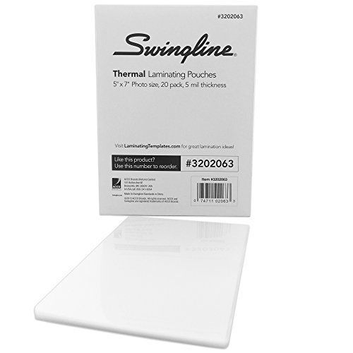 Swingline Thermal Laminating Pouch, 5&#034; x 7&#034;, 5 mil Thickness, 20 Pack 3202063