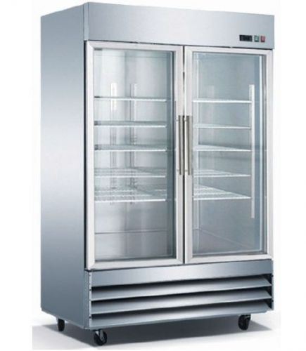 Cfd-2rr-g 54&#034; two section glass door reach-in refrigerator - 46.5 cu. ft. for sale