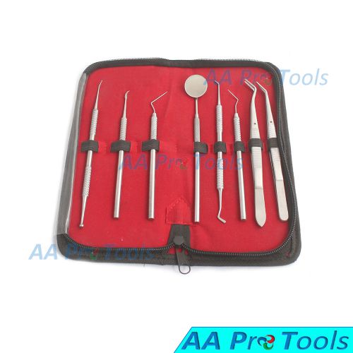AA Pro: Dental Kit Mirror Scaler Set 8pc Stainless Professional Dentist Leather