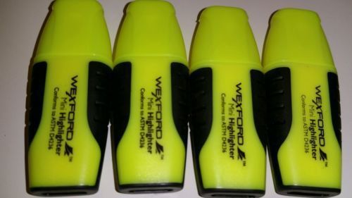 WEXFORD Mini Highlighters YELLOW NEW 2.5&#039;&#039; pack of 4