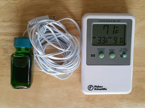 Fisher scientific traceable refrigerator/freezer alarm thermometer for sale