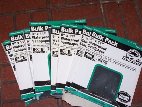 Bulk pack 9&#034; x 11, waterproof sand paper multiple grit, 220, 320, 400 and 600 for sale