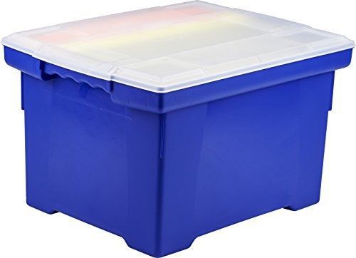 Storex Portable File Tote with Lid, 18.5 x 14.25 x 10.88 Inches, Blue