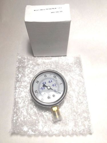 2-1/2&#034; oil filled vacuum pressure gauge - ss/br 1/4&#034; lower mount -30hg new for sale