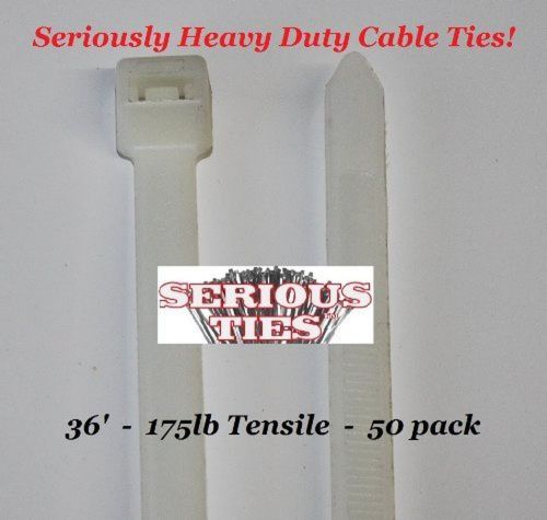Serious Ties - Extra Heavy Duty Cable Ties (50 36 inch/175Lbs/Natural)