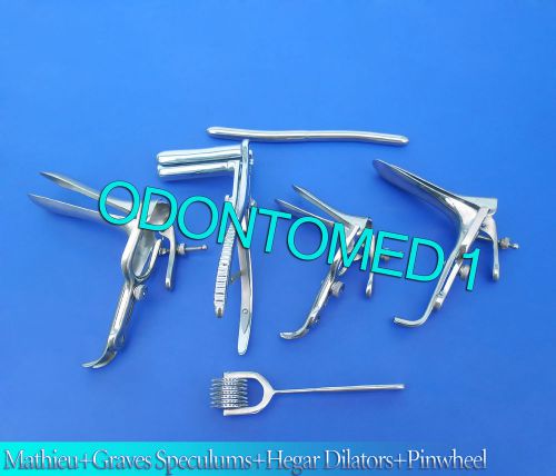 Mathieu Speculum+ Hegar Dilator +7 Prong Pinwheel &amp; 3 Graves Speculums