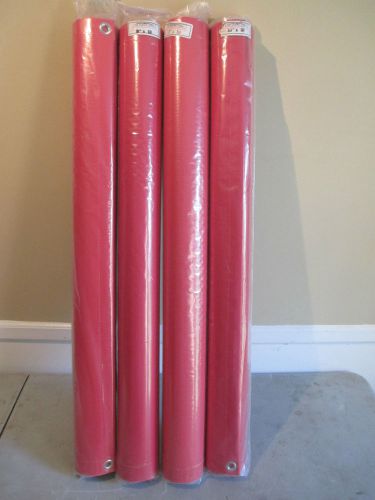 (4) New 33&#034; x 10&#039; blank RED 18 oz Block-Out vinyl sign banners tarp, grommets