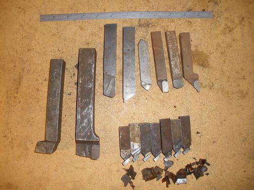 Lot of 15 Carbide Tipped and HSS Lathe Turning Tools Cutters