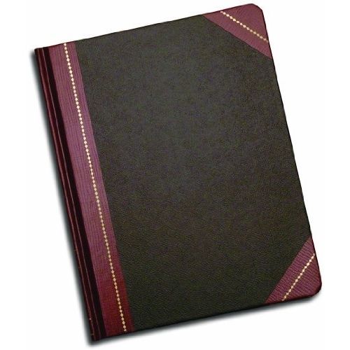 Record Ledger,7.63 x 9.63 Inches, Black Cover with Maroon Spine, 5 Squares