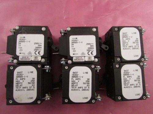 * lot of 6 * ieg62-30509-1-v - airpax 250v magnetic hydraulic circuit breakers for sale