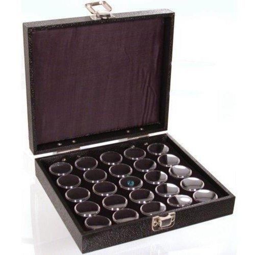 25 Black Gem Jars Box Coin Jewelry Display Travel Tray New