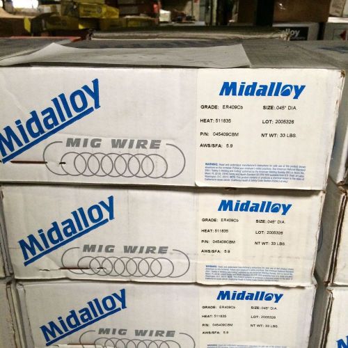 Midalloy Ferritic Stainless Steel ER409Cb .045&#034; 33lbs spool Mig Wire NEW