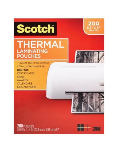 Scotch Thermal Laminating Pouches, 8.9 x 11.4-Inches, 3 mil thick, 200-Pack (TP3