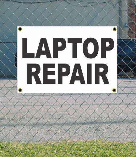 2x3 LAPTOP REPAIR Black &amp; White Banner Sign NEW Discount Size &amp; Price FREE SHIP