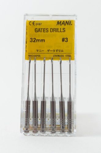 DENTAL ENDODONTIC GATES GLIDDEN DRILLS 32mm SIZE #3 6/PACK Endodontic Root Canal