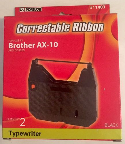 Porelon Correctable Typewriter Ribbon for Brother AX-10..Pack of 2..#11403 Black