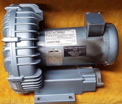 Ametek dr656ck72xa 4hp regenerative blower tefc 230/460volt 3450rpm 10/5amp 3ph for sale