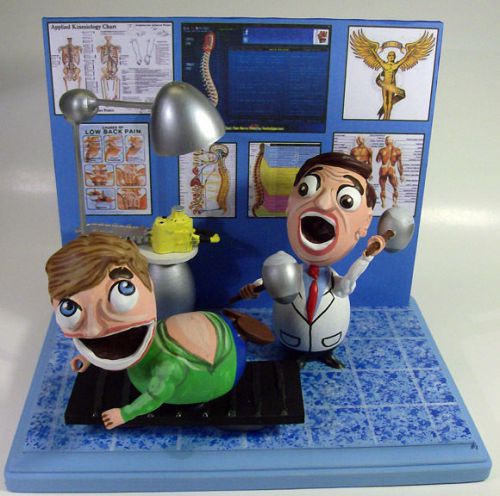 CHIROPRACTOR CARTOON EGG ART CREATION (2 figures) -1-of-a-kind! MUST SEE!