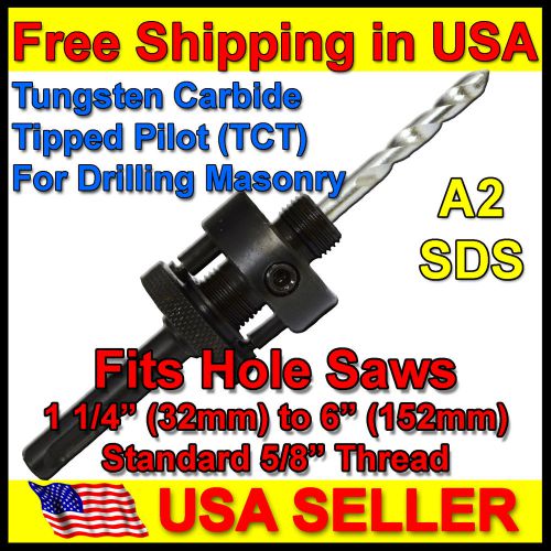 Sds mandrel arbor hole saws 1 1/8-6&#034; hole saws 5/8&#034; thread a2 tct pilot drill for sale