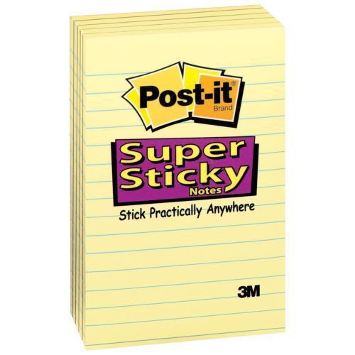 Post-it Notes Super Sticky Canary Yellow Note Pads, 4x6, Lined, 90/Pad,10pad/pk