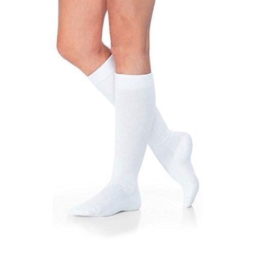 Women&#039;s Cotton Ribbed KneeHigh Socks 20-30mmHg CloseToe, Sml Long, Wht 232CSLW00