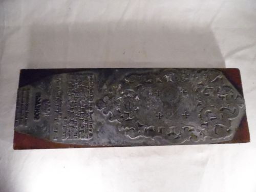 Old Printing Wood Metal Block Schlage Lock Company