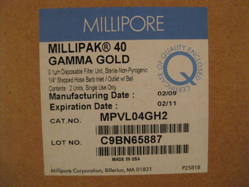 One (1) Millipore MilliPak 40 Gamma Gold Capsule 0.1um MPVL04GH2 Filter NOS