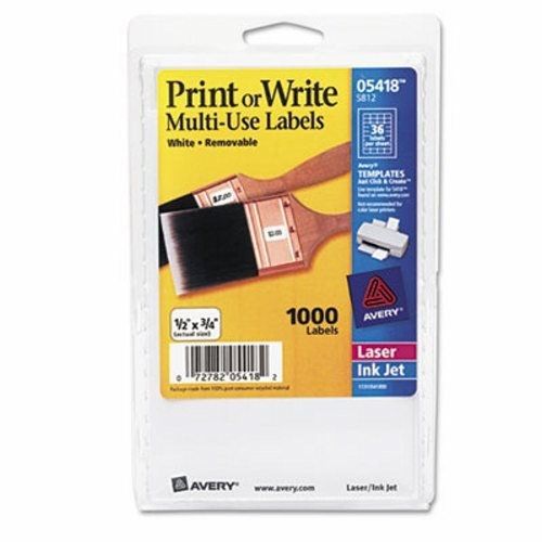 Avery?? Print or Write Removable Multi-Use Labels, 1/2 x 3/4, White, 1000/Pack