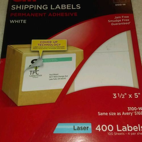400-3M  Laser Shipping Labels Permanent Adhesive White 3100-W 3.5 inchX5 inch