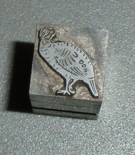 Vintage Printing Press Ink Stamp Block metal turkey thanksgiving