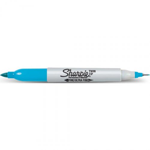 Pack of 25 - Sharpie Twin Tip Fine &amp; Ultra Fine Permanent Marker - Turquoise