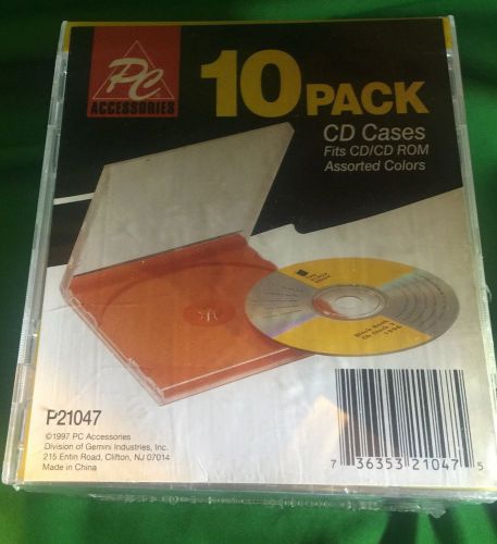 10 pack standard size assorted colors cd/dvd/blu-ray clear jewel case !!! for sale