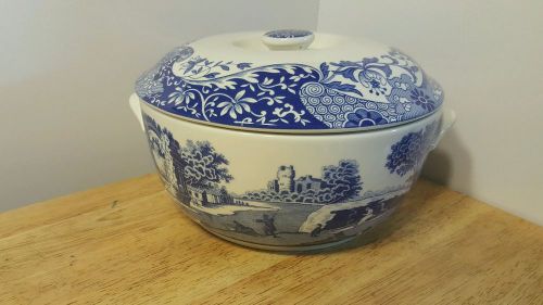New Spode Blue Italian Round Covered Deep Dish Baking Dishes