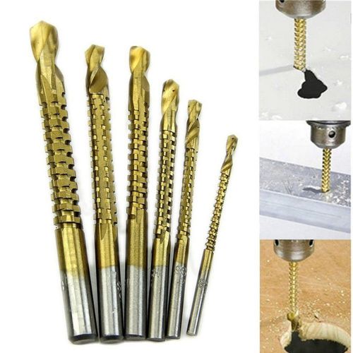 6Pcs Golden Ti Drill Bit Woodworking Wood Metal Cutting Hole Saw Holesaw Tools