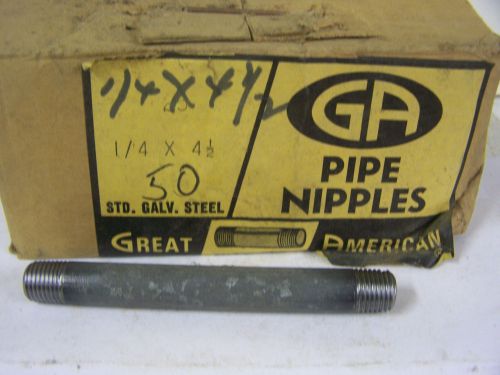 1/4&#034; x 4 1/2&#034; galvanized steel pipe nipple great american made in usa qty. 25 for sale