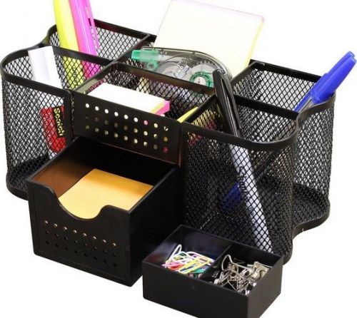 Desk caddy organizer office accessories cute holder practical desktop black mesh for sale