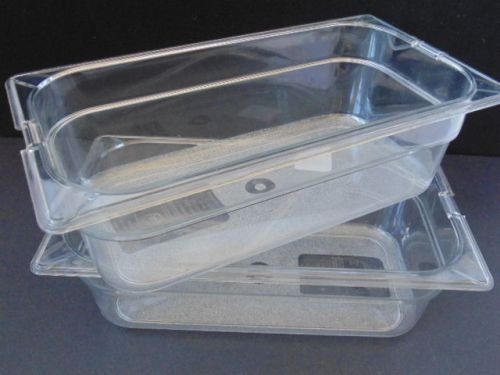2 - CARLISLE 1/3 Size Clear Polycarbonate Food Pan 4&#034; Deep Restaurant Container