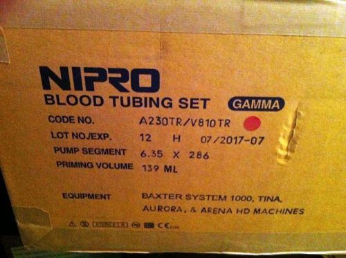 BRAND NEW NIPRO Blood Tubing Set A230TR/V810TR Gamma July 2017. 139mL 24 Pairs