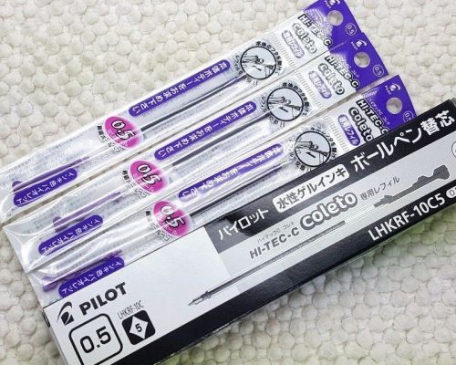 Free ship 3pcs Pilot Hi-Tec-c coleto 0.5mm roller ball refill VIOLET ink