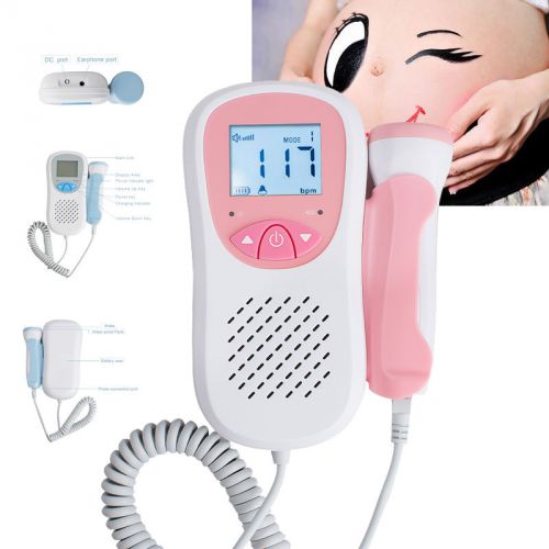 Fetal Heart Doppler LCD Pocket Prenatal Baby Sound Monitor Frequency 3MHz Probe