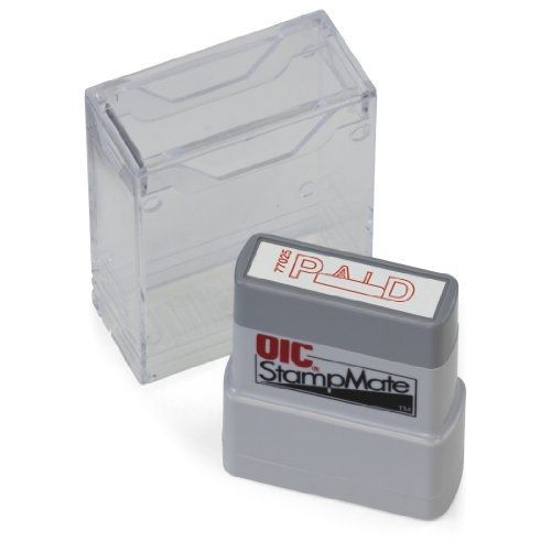 Officemateoic office pre-inked message stamp, &#034;paid with date&#034;, red, refillable for sale