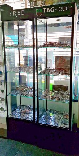 Glass  Store Display Cabinet X2 with a lock and lights
