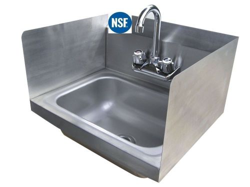 Kitchen Stainless Steel Wall-Mount Hand Sink with Side Splashes 16&#034; X 16&#034;