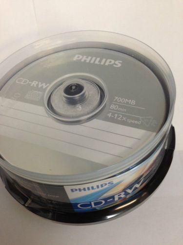 25-pk Philips branded 12x CD-RW Rewritable CDR 700MB Blank Recordable Media Disk