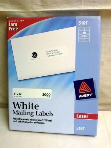 White Easy Peel Mailing Address Laser Labels 1&#034; x 4&#034;  Avery 5161