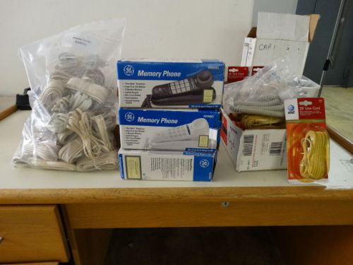 LOT#1011-23: LOT OF  VARIOUS TELEPHONE CORDS WITH 3 PHONES