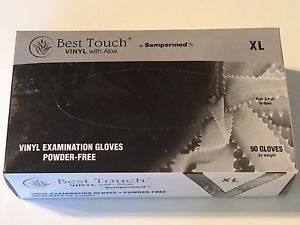 Vinyl Aloe Gloves Box 90 Powder Free Disposable Size XL Best Touch Sempermed